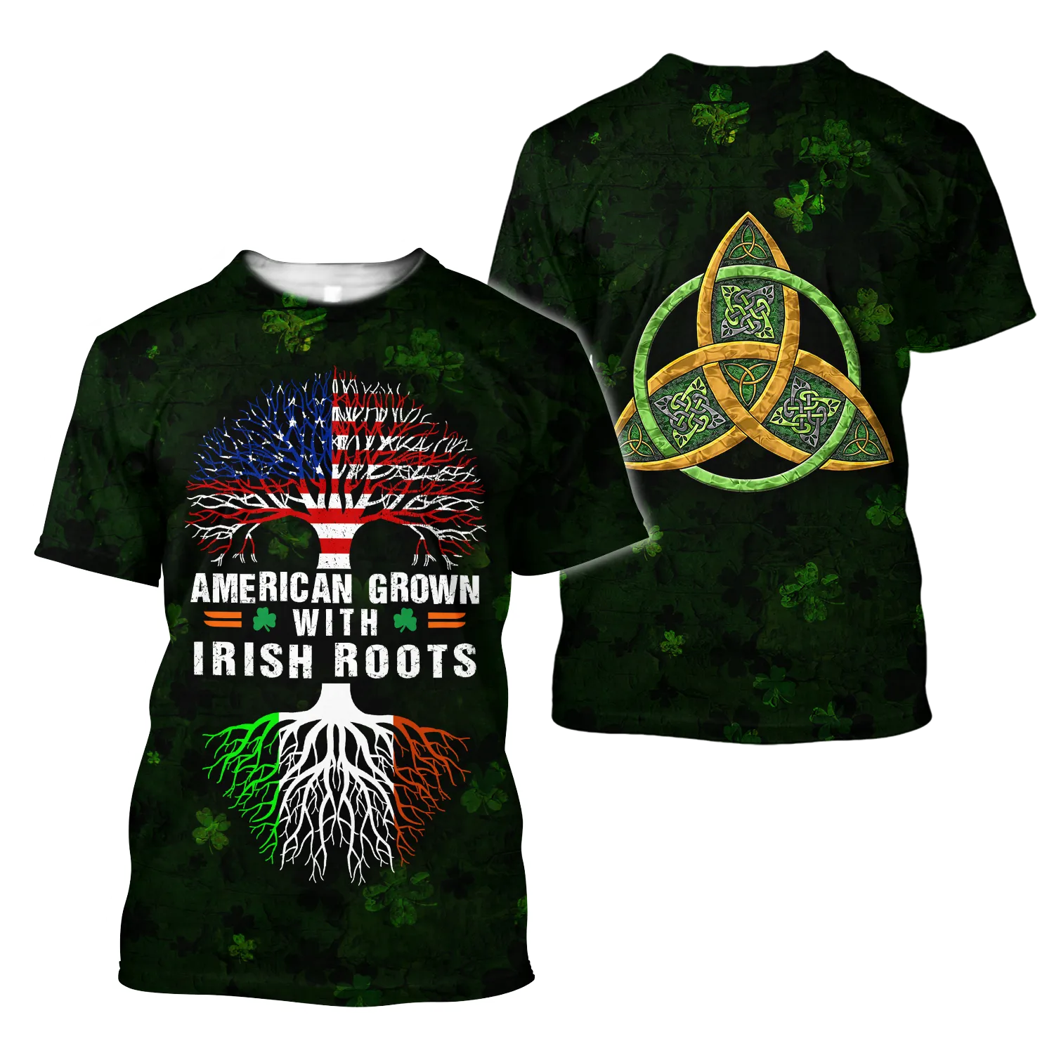 American Grown With Irish Roots Tree of Life 3D Shirt, St Patrick's Day Shirt, Shamrock Shirt, Lucky Shirt