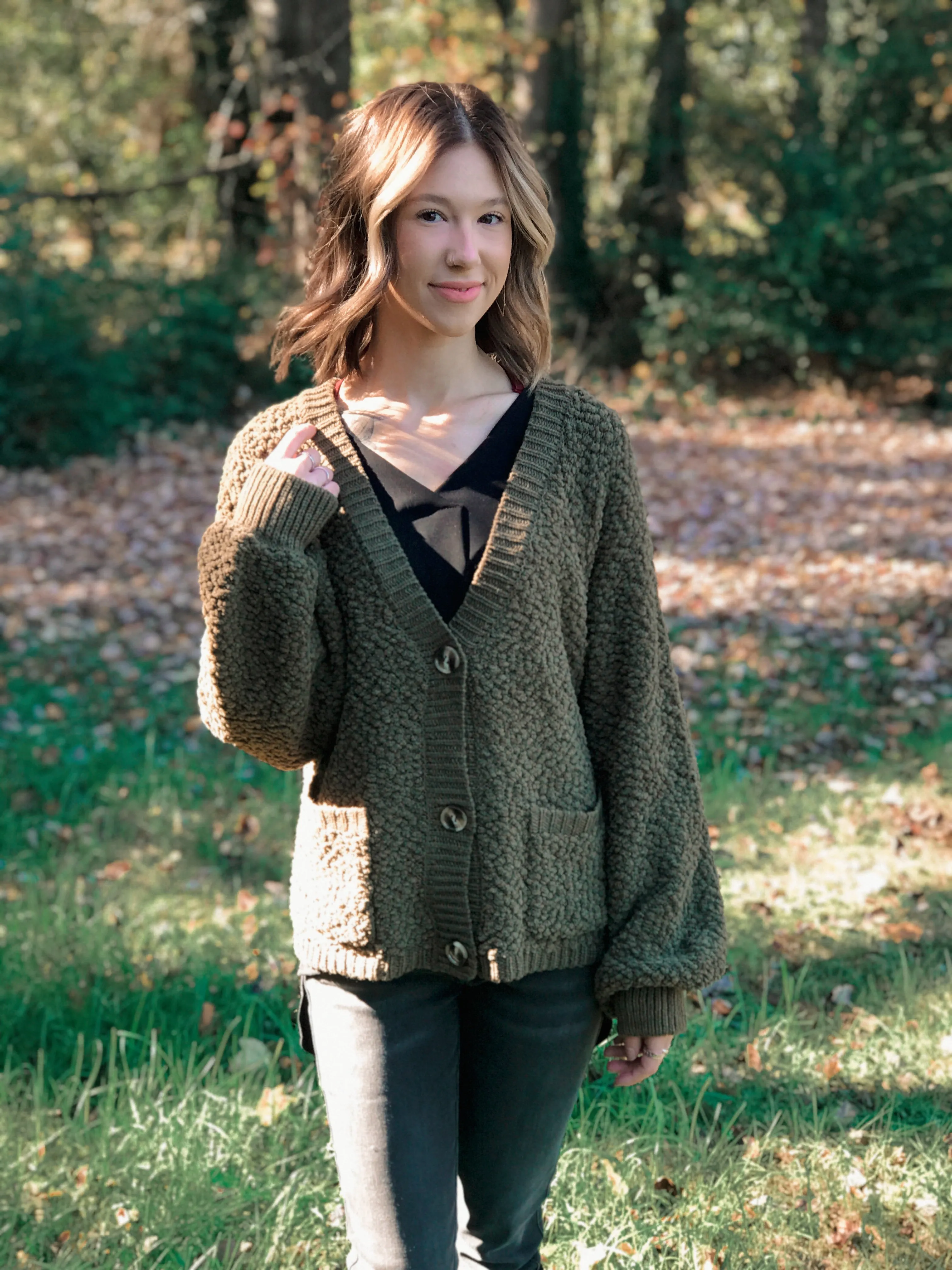 Andie Popcorn Sweater- Olive