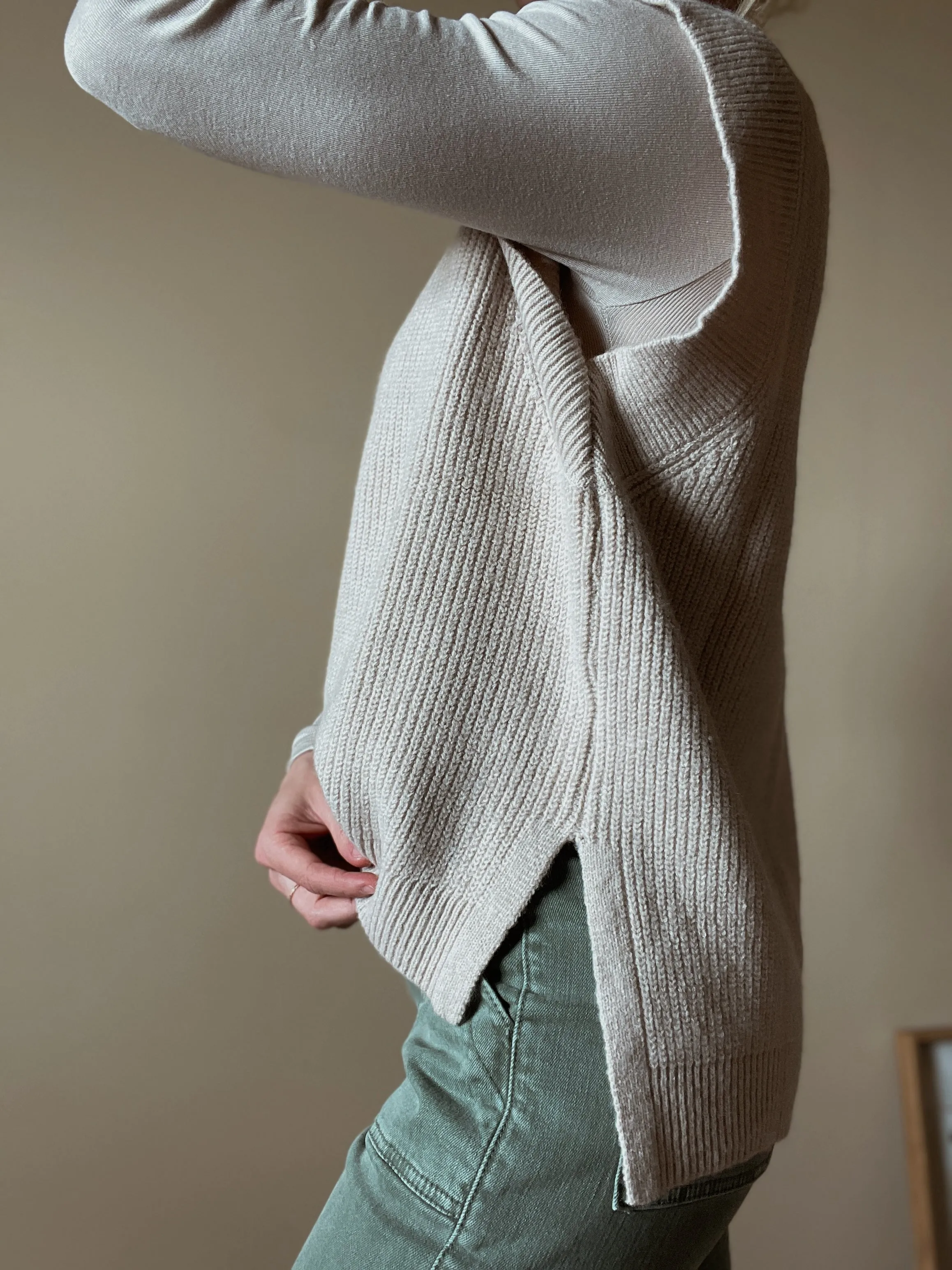 Beige V-Neck Sweater Vest