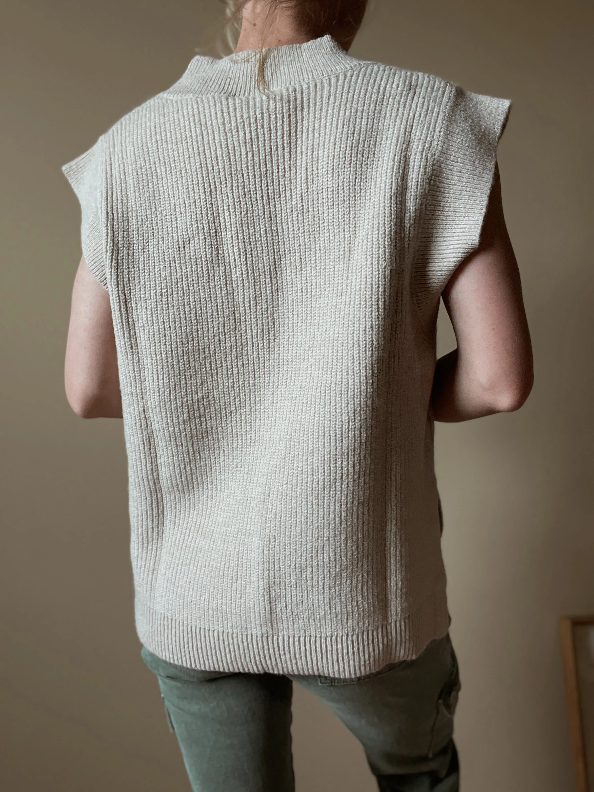 Beige V-Neck Sweater Vest