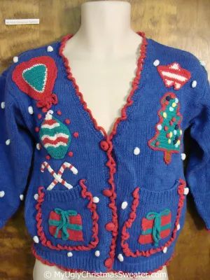 Best 80s Blue Green and Red Ugly Christmas Sweater