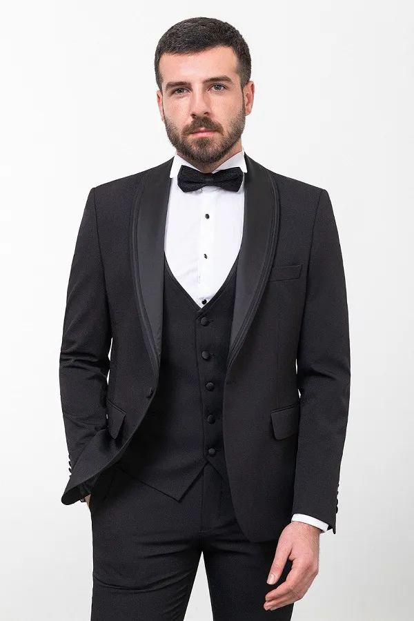 Black Slim Fit Shawl Lapel Tuxedo for Men | GentWith