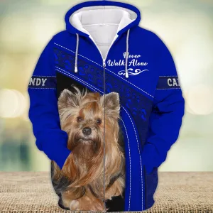 CANDY Love Never Walk Alone Love Blue Ver1 3D Full Print Shirts, Shirt For Dog Lovers, Dog Memorial Gifts for loss of Dog