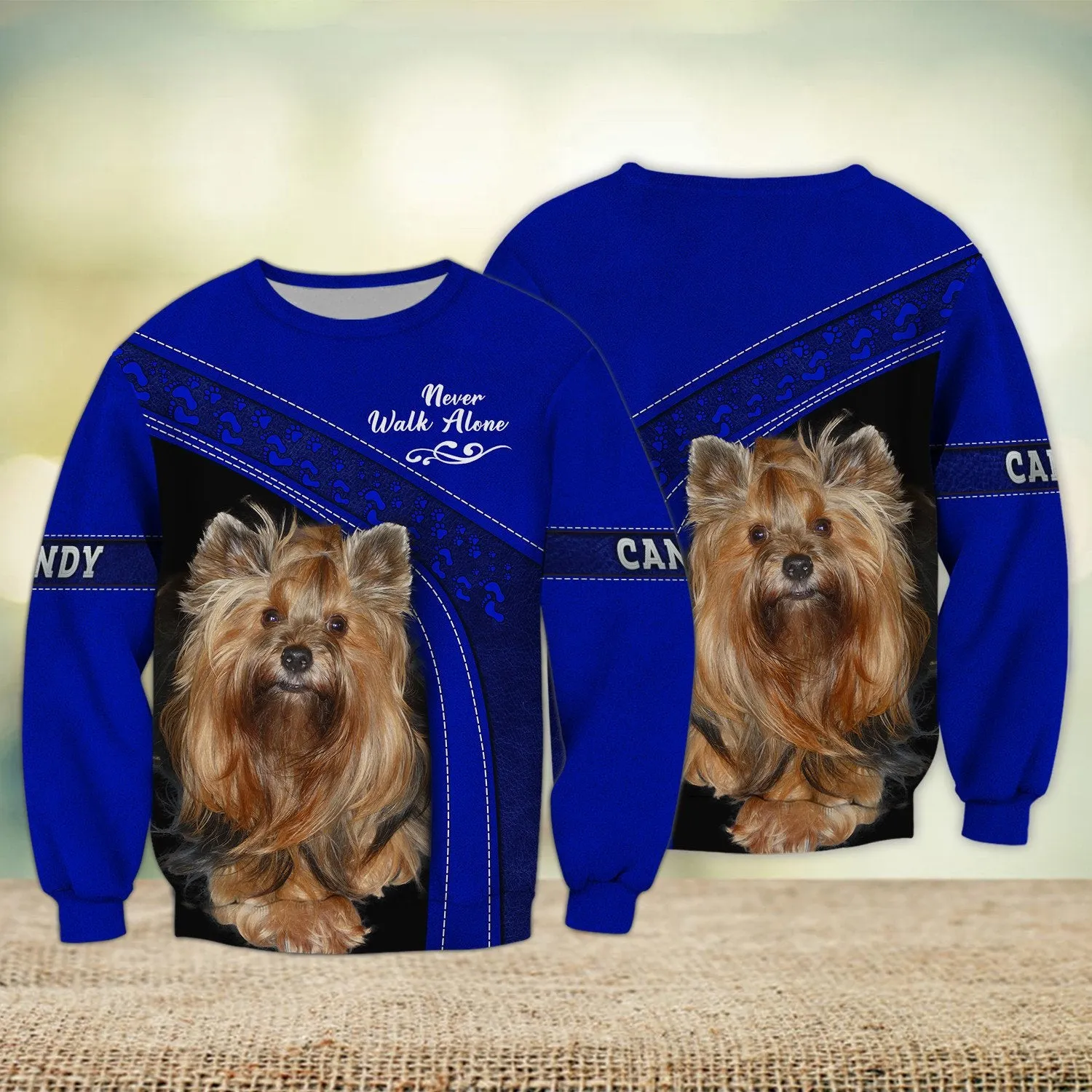 CANDY Love Never Walk Alone Love Blue Ver1 3D Full Print Shirts, Shirt For Dog Lovers, Dog Memorial Gifts for loss of Dog