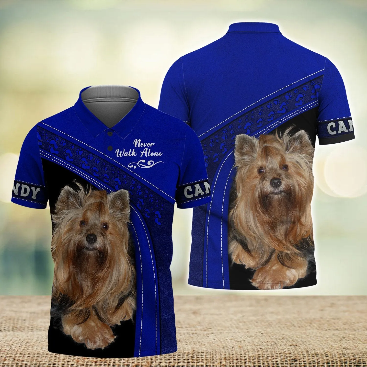 CANDY Love Never Walk Alone Love Blue Ver1 3D Full Print Shirts, Shirt For Dog Lovers, Dog Memorial Gifts for loss of Dog