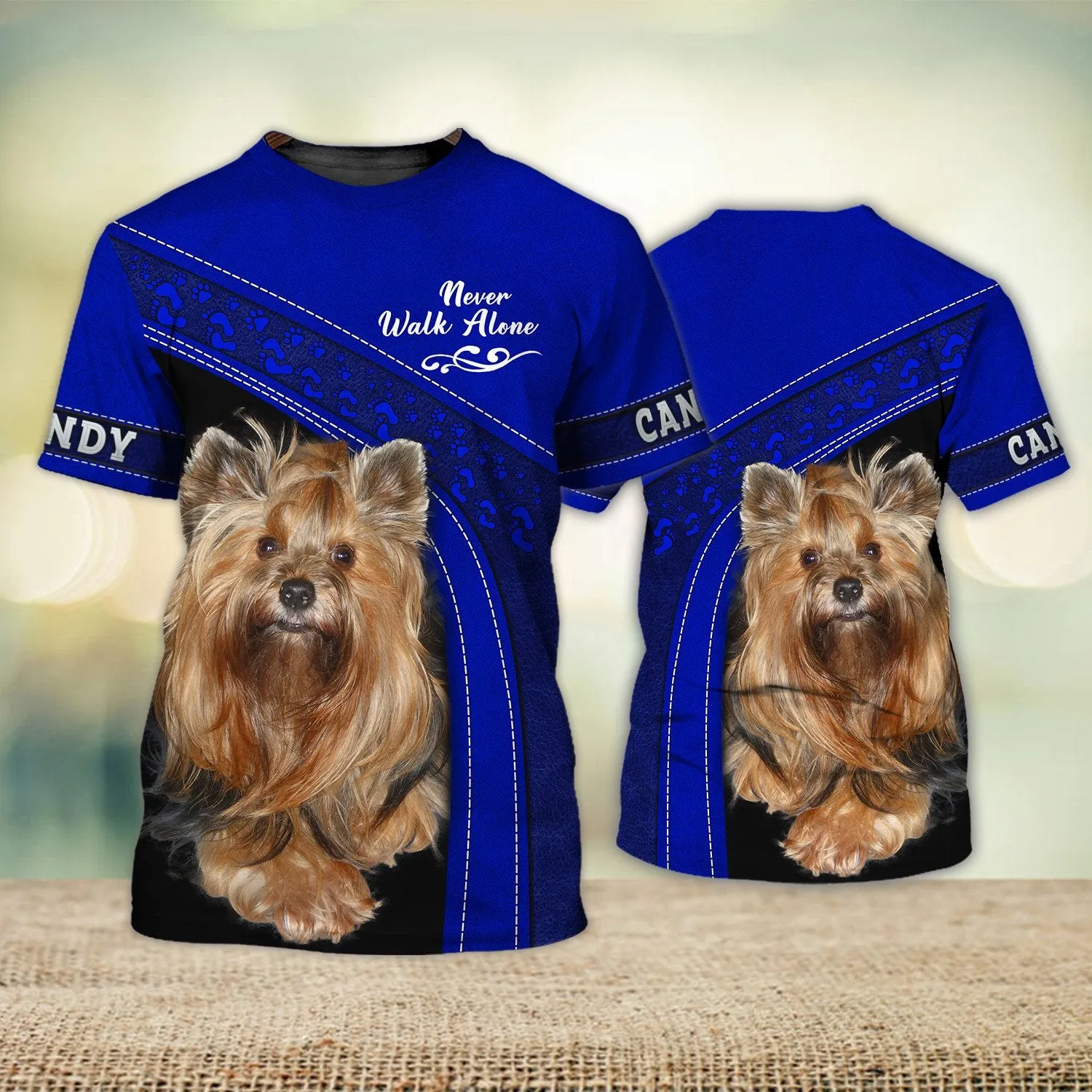 CANDY Love Never Walk Alone Love Blue Ver1 3D Full Print Shirts, Shirt For Dog Lovers, Dog Memorial Gifts for loss of Dog