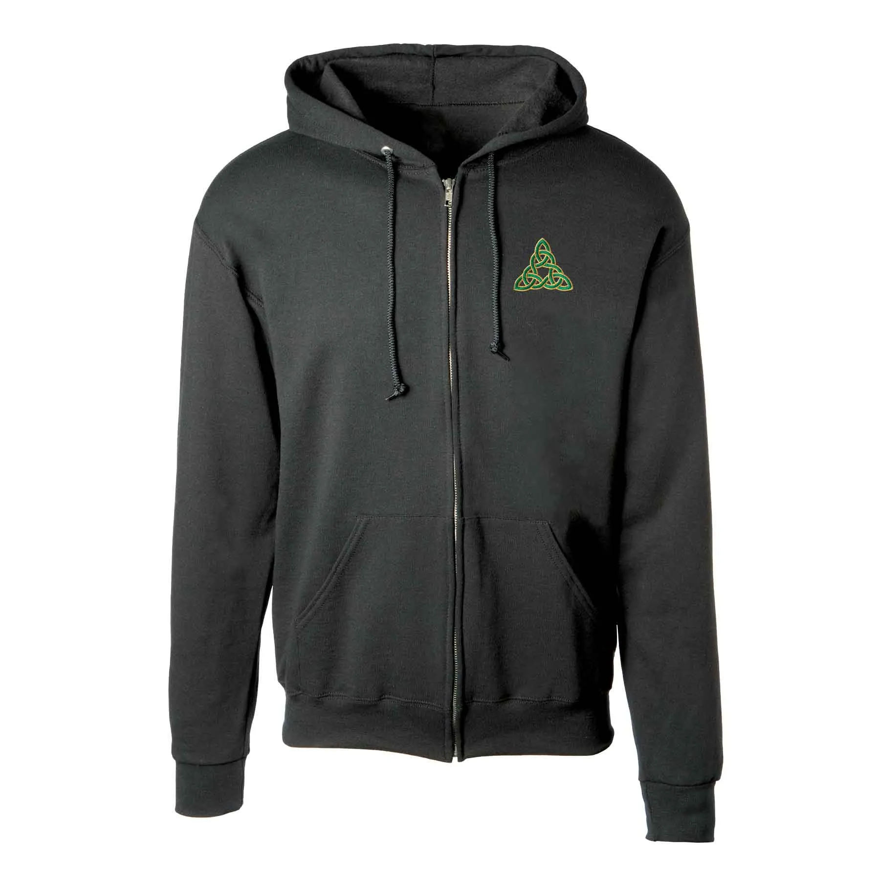 Celtic Triangle Knot Embroidered Personalized Full Zip Hoodie- Black