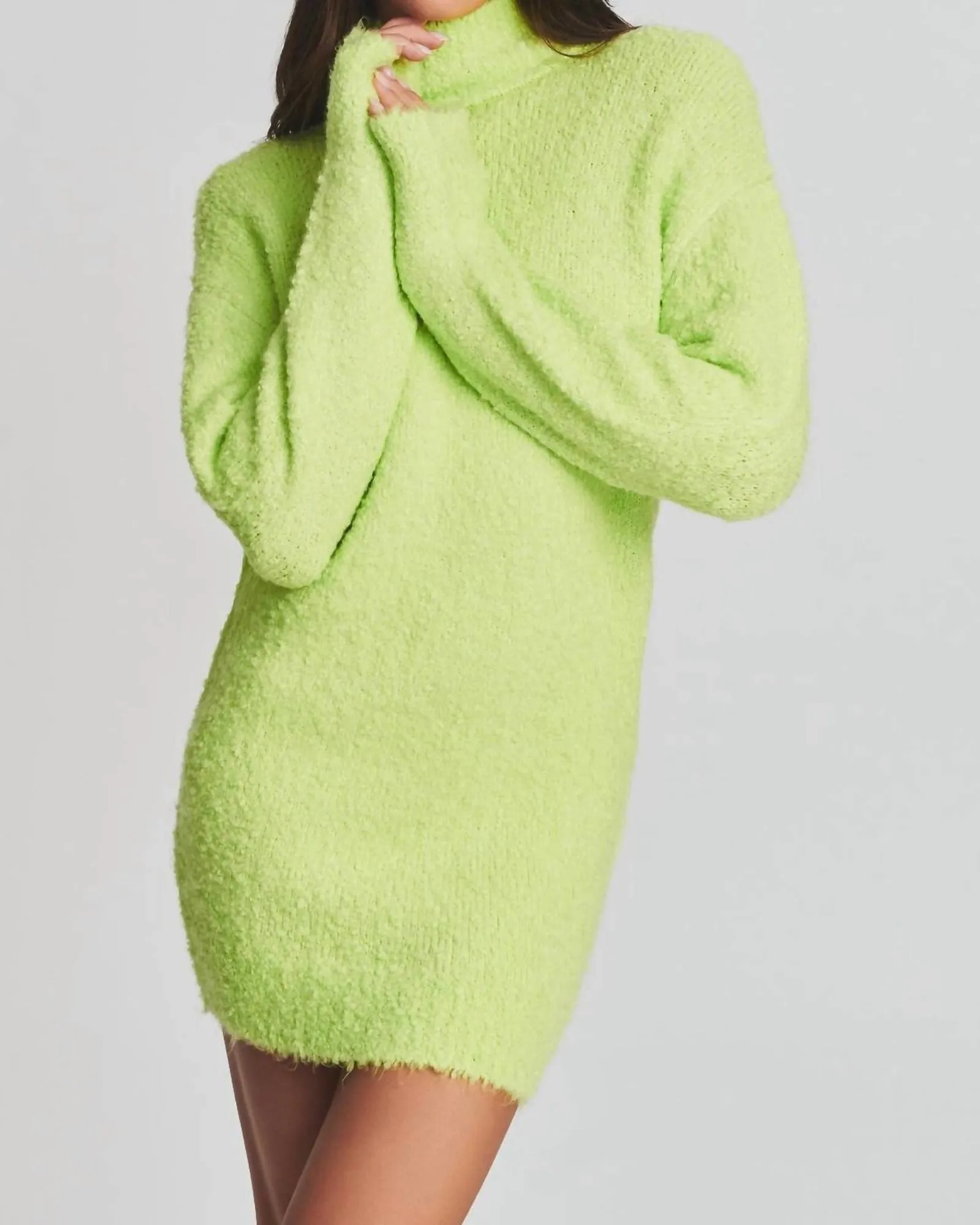 Charlie Boucle Sweater Dress In Lime | Lime