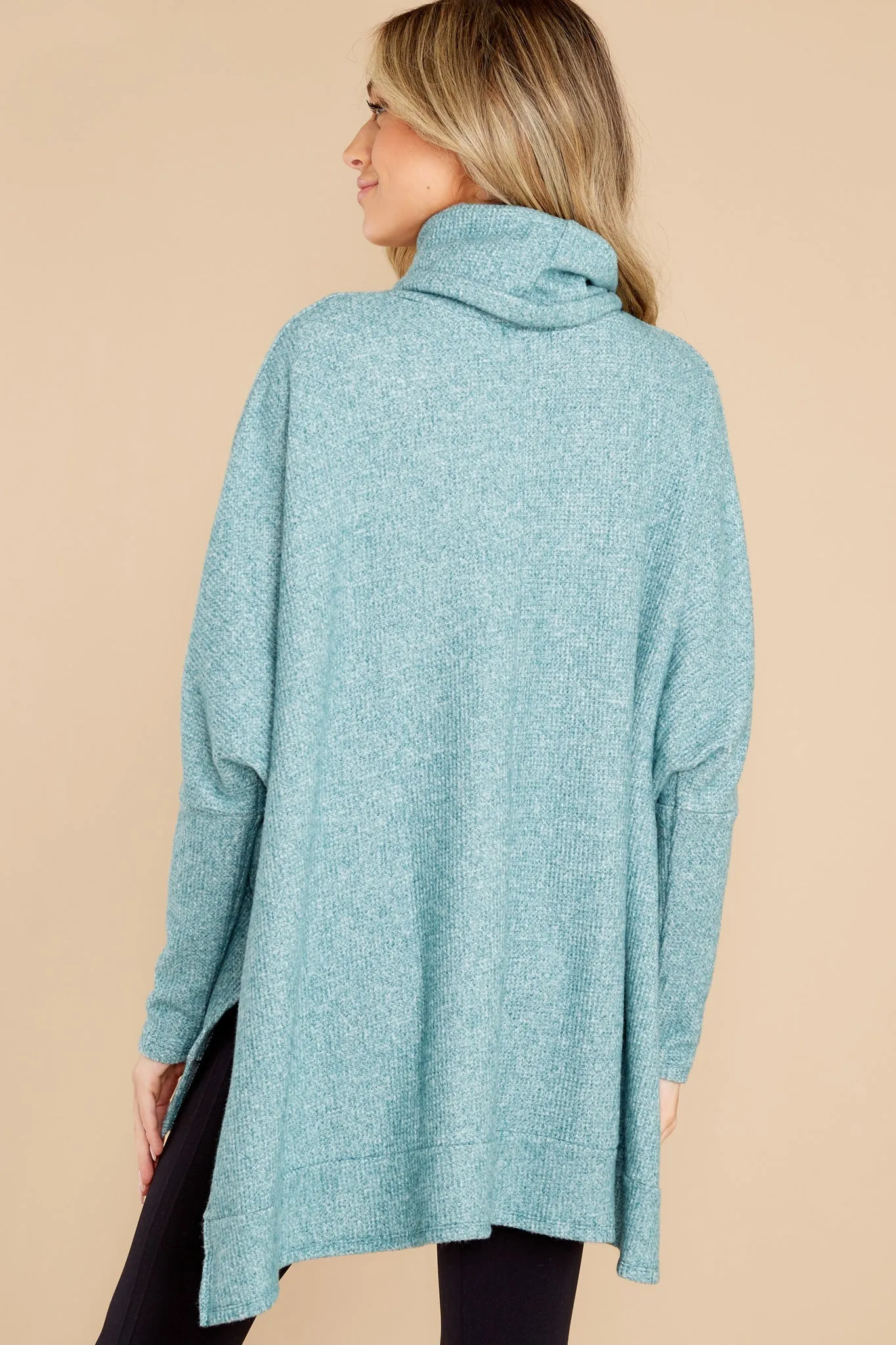 Chic Warmth Aqua Green Turtleneck Sweater