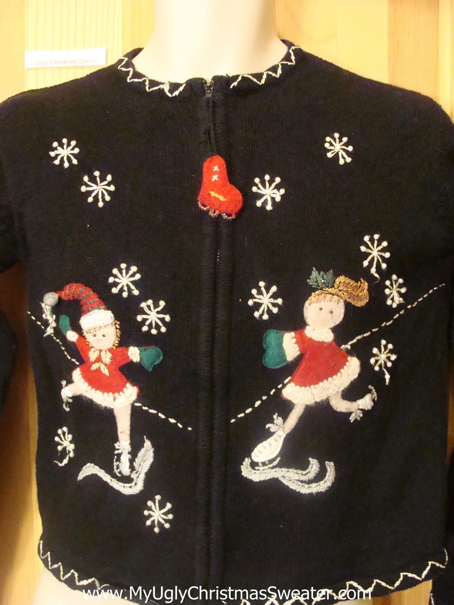 Child Size Funny Christmas Sweater with Skating Girls