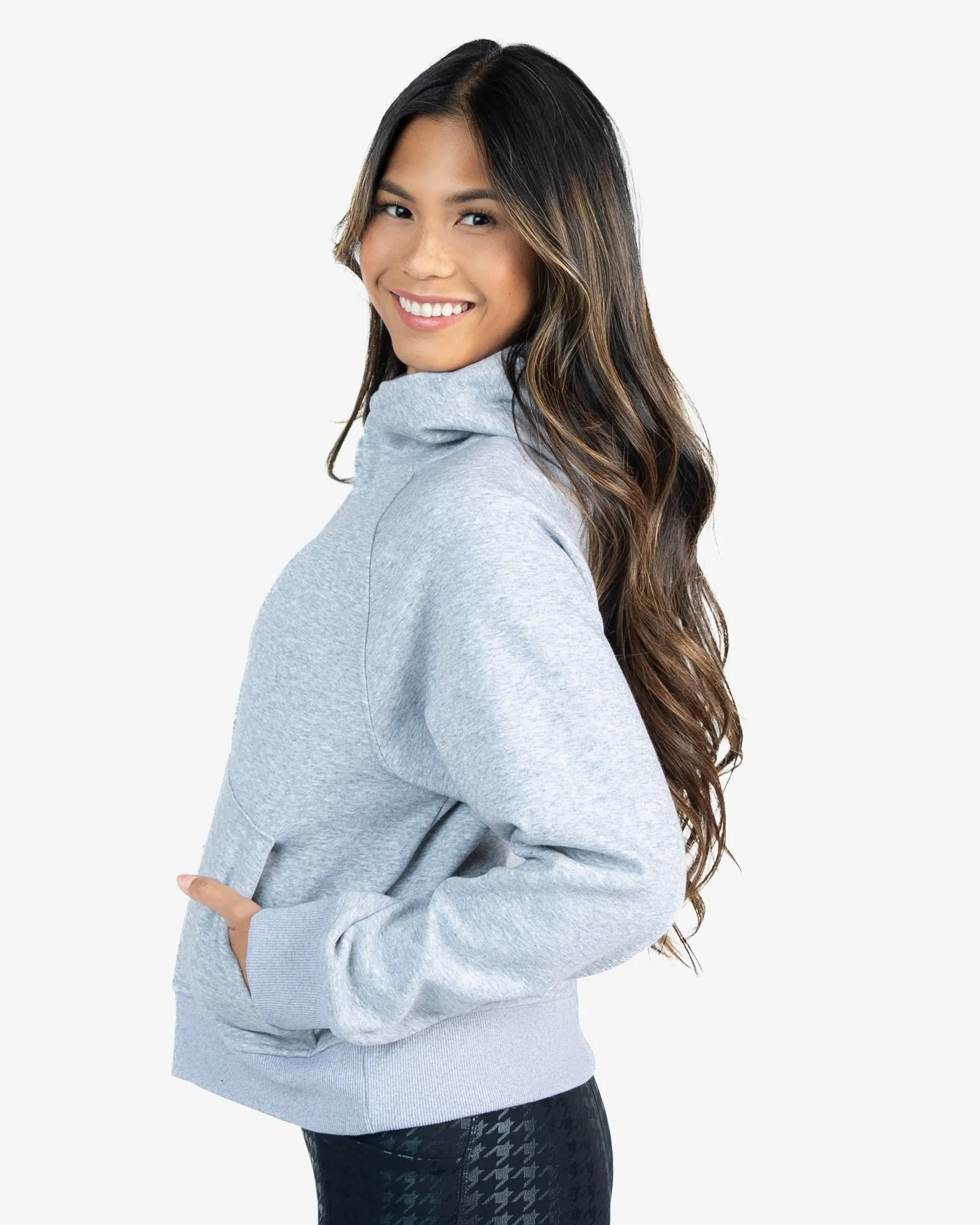 Classic Half Zip Up Hoodie - Heathered Gray