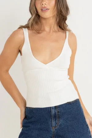 Cross Over Knit Top White