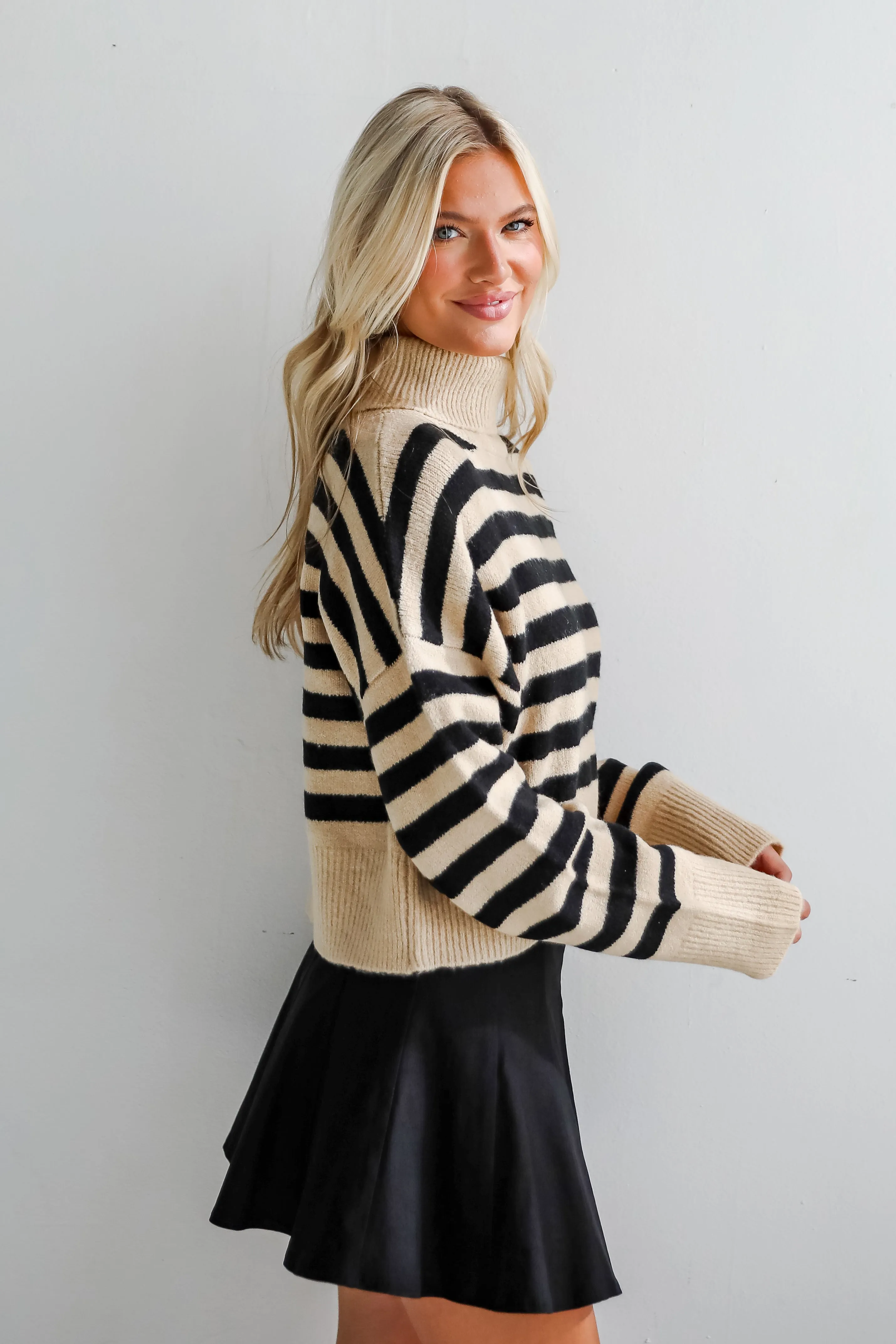 Cuddly Approach Striped Turtleneck Sweater