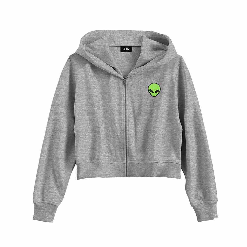 Dalix Alien Cropped Zip Hoodie