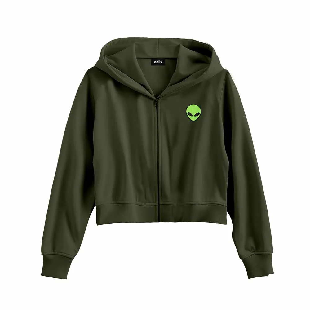 Dalix Alien Cropped Zip Hoodie