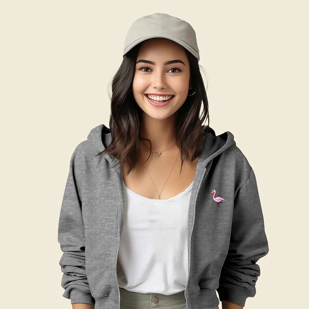 Dalix Flamingo Cropped Zip Hoodie