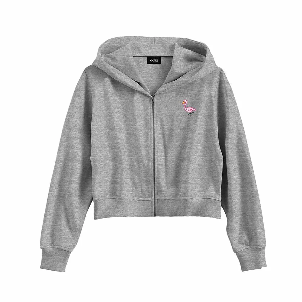 Dalix Flamingo Cropped Zip Hoodie