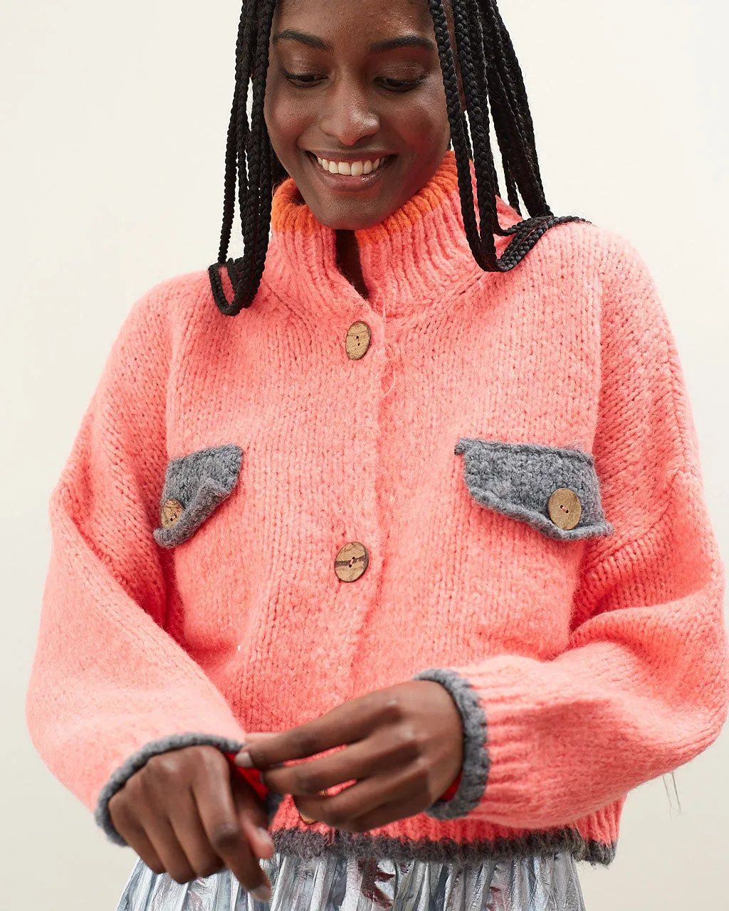 Ding Ding Cardigan - Coral