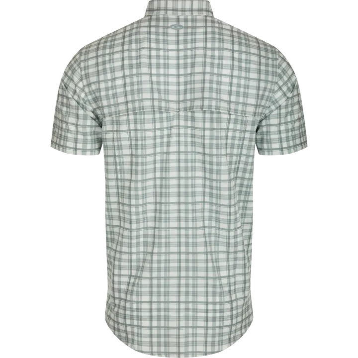 Drake Hunter Creek Window Pane Plaid Short Sleeve Shirt- Kalamata Olive