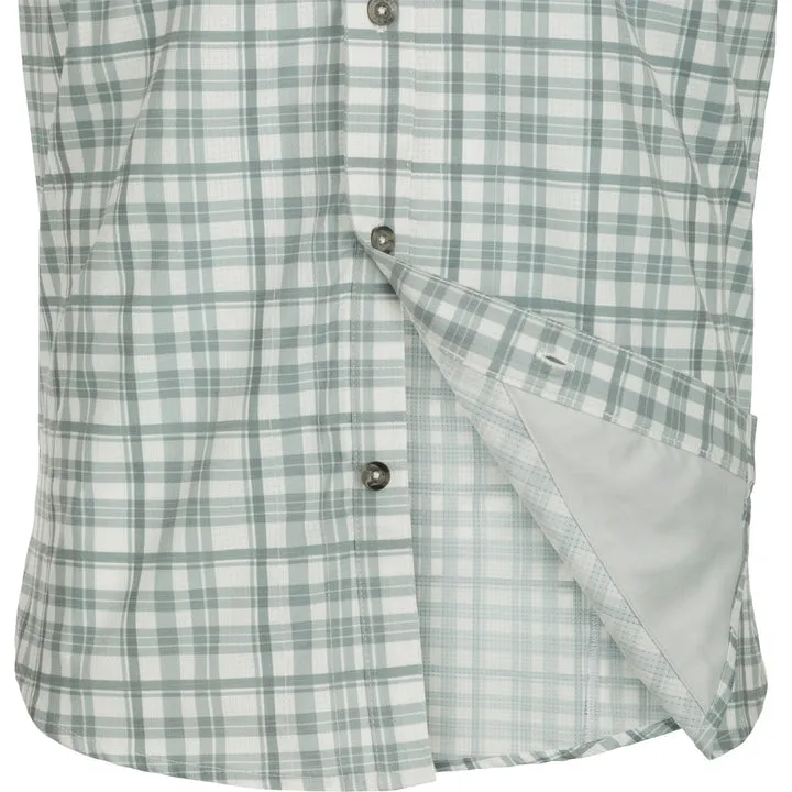 Drake Hunter Creek Window Pane Plaid Short Sleeve Shirt- Kalamata Olive