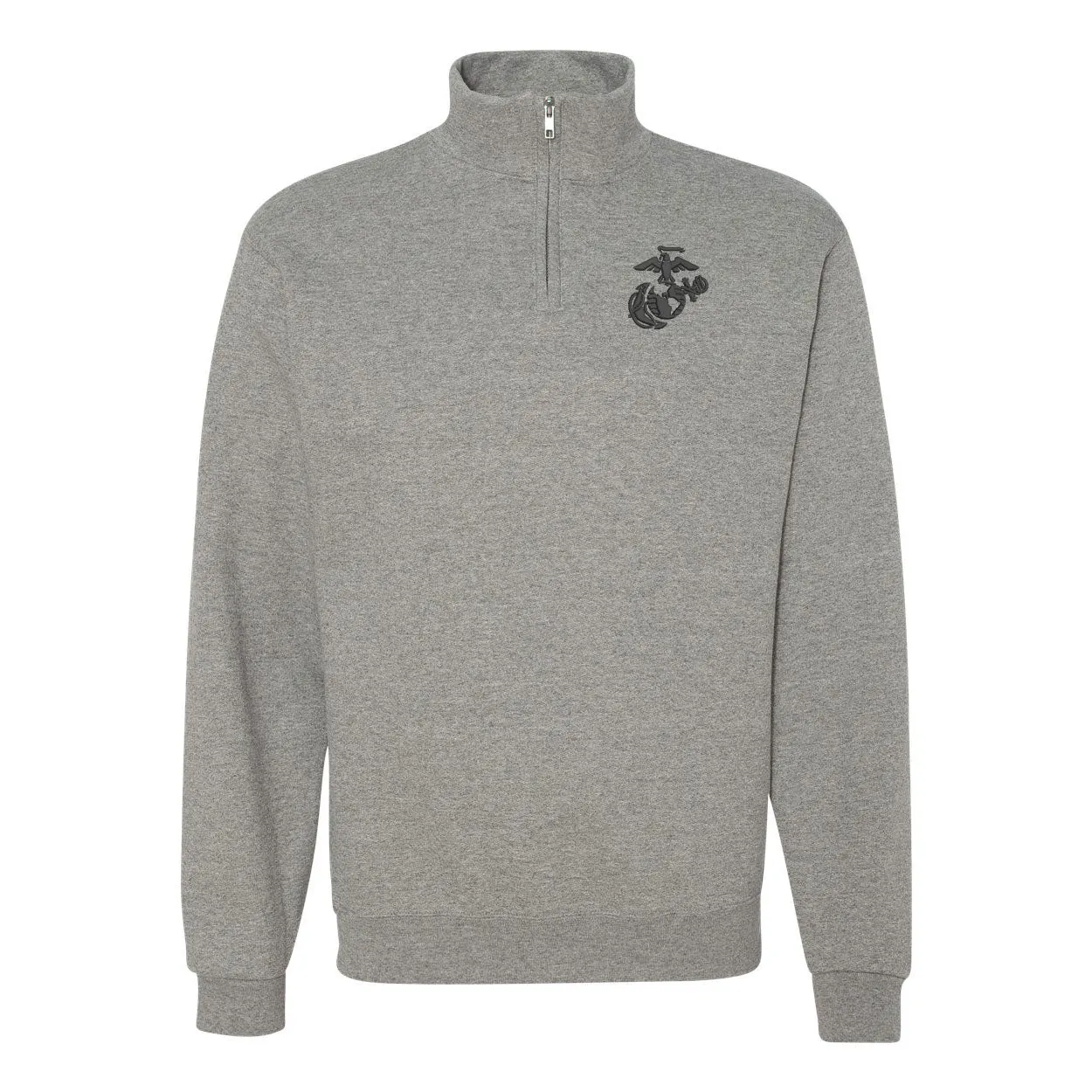 Eagle Globe And Anchor Quarter Zip Sweatshirt with Black Logo