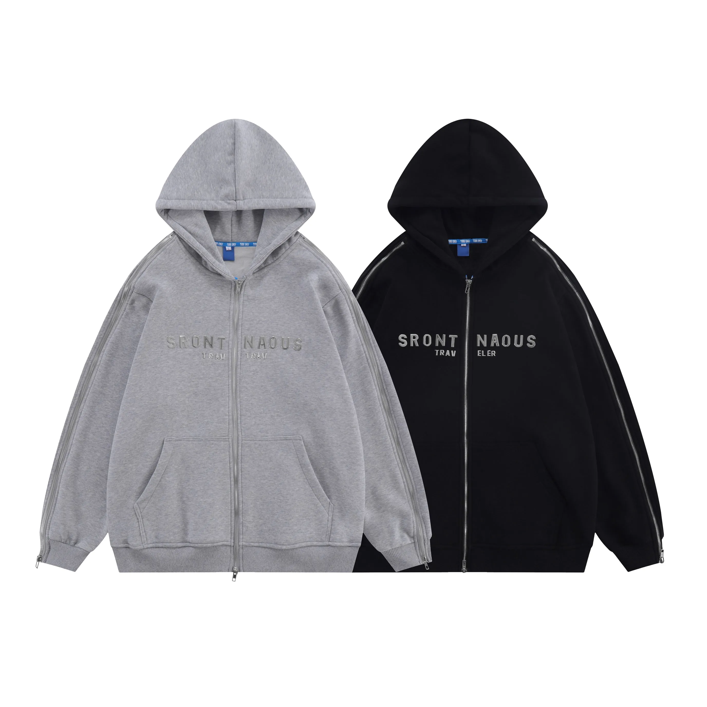 Faire Echo metallic letter zip-up Hoodie