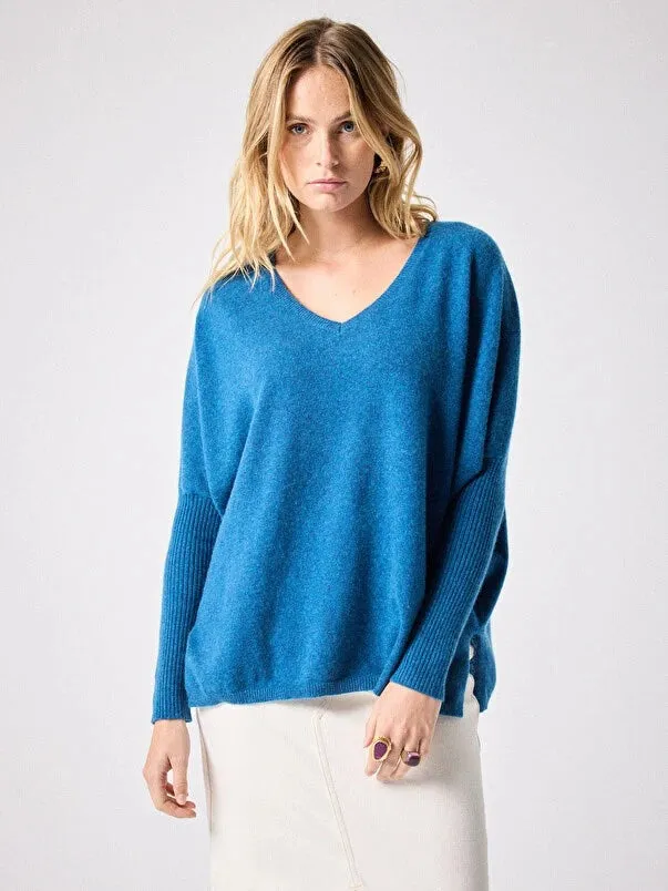 Faustine Celeste Cashmere Poncho Sweater