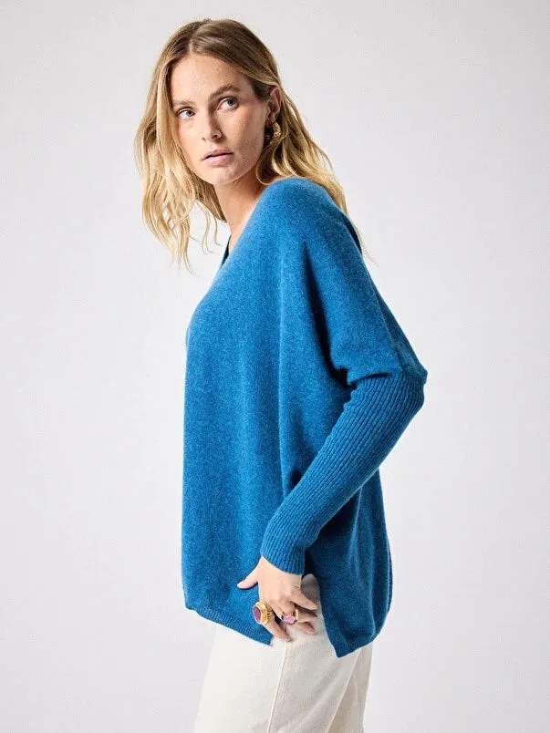 Faustine Celeste Cashmere Poncho Sweater