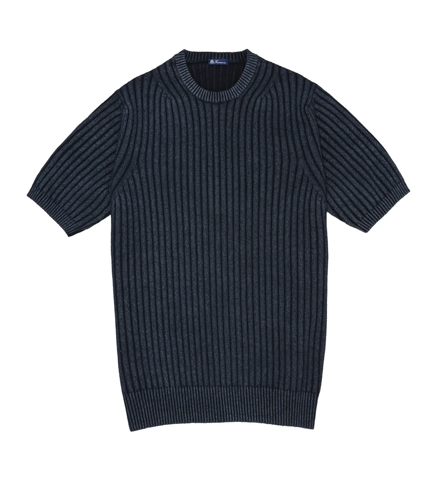 FINAMORE CASHMERE Ribbed Short Sleeve Sweater