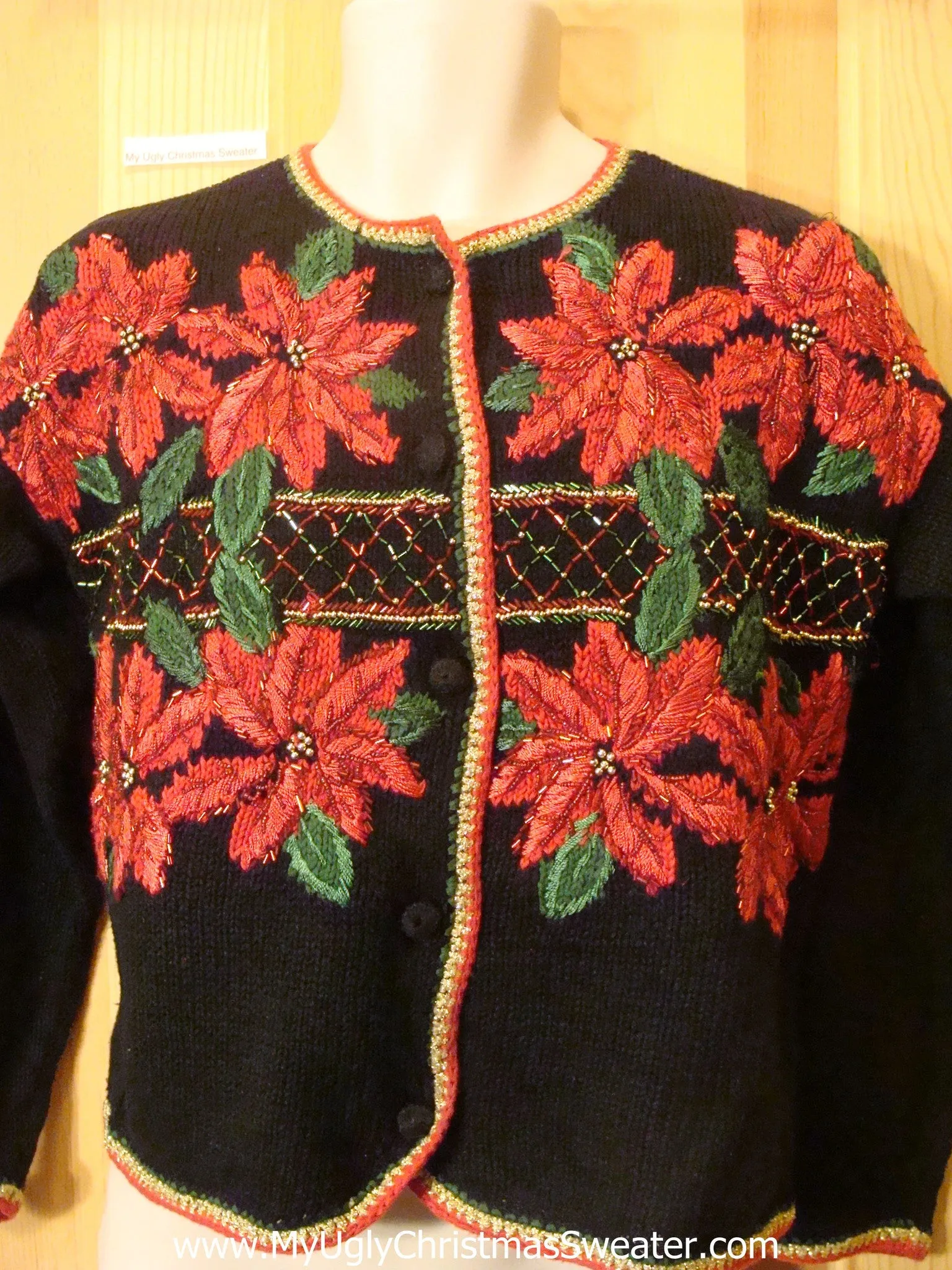 Funny Ugly Christmas Sweater with Poinsettias