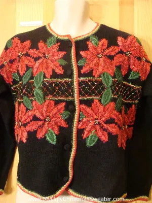 Funny Ugly Christmas Sweater with Poinsettias