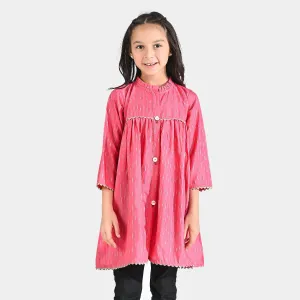 Girls Jacquard Kurti Stylish-Pink