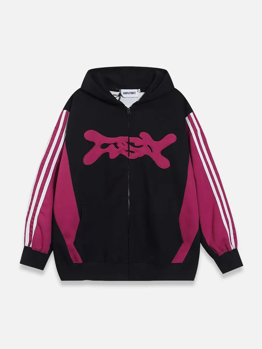 Graphic Zip-Up Hoodie Y2K