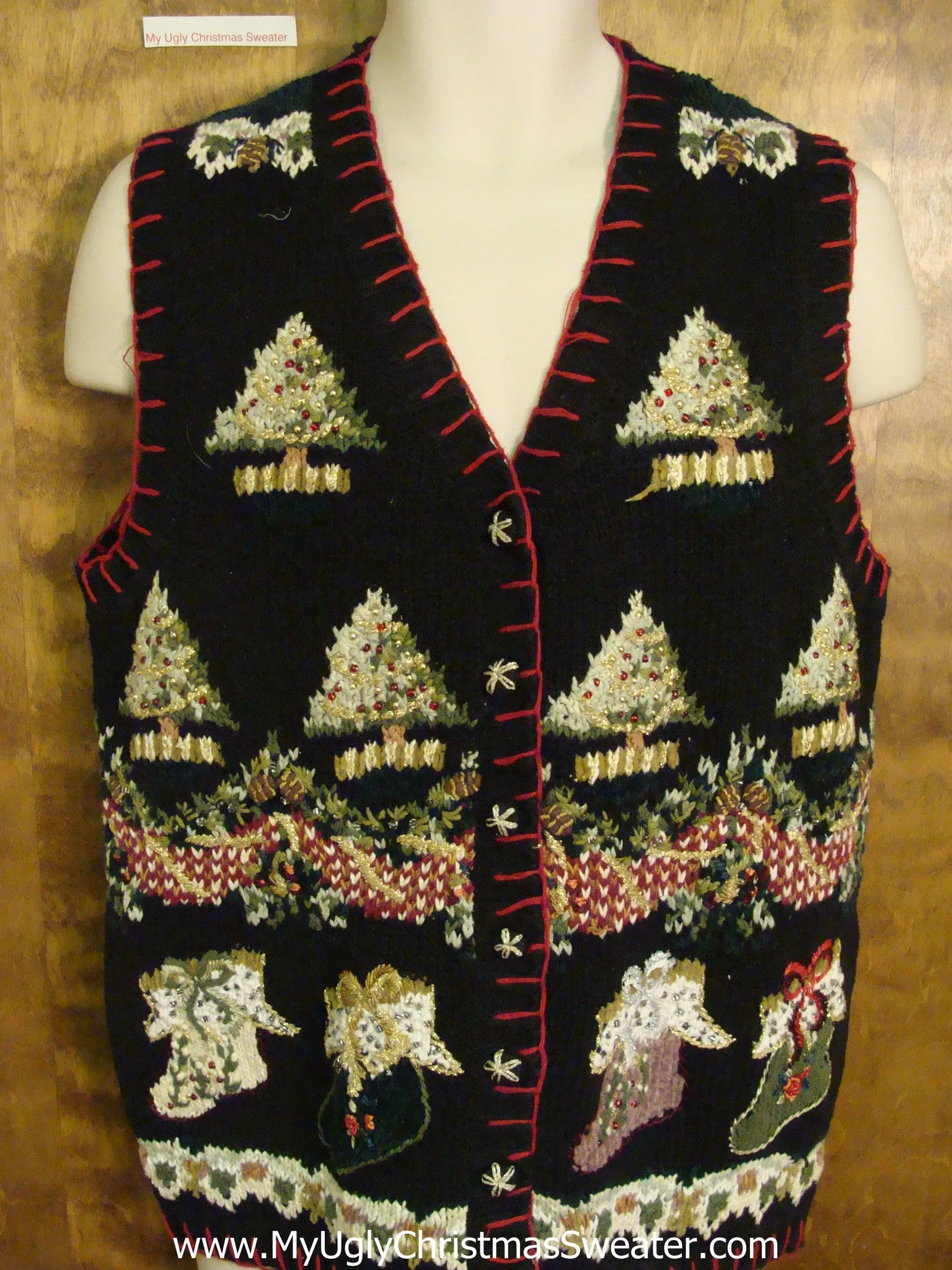 Horrible Ornate Trees Ugly Christmas Jumper Vest