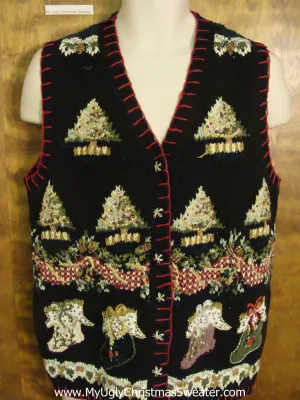 Horrible Ornate Trees Ugly Christmas Jumper Vest