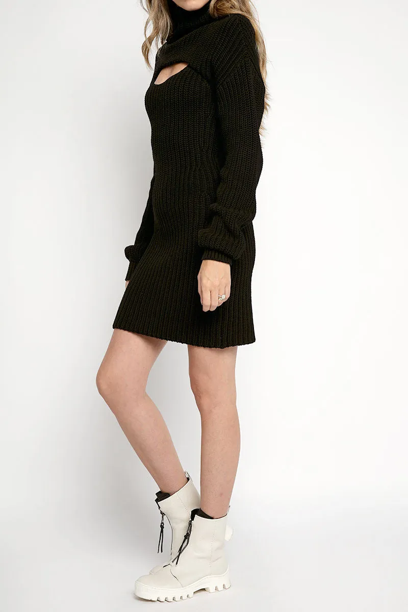 Jady Cropped Sweater with Dress in Black