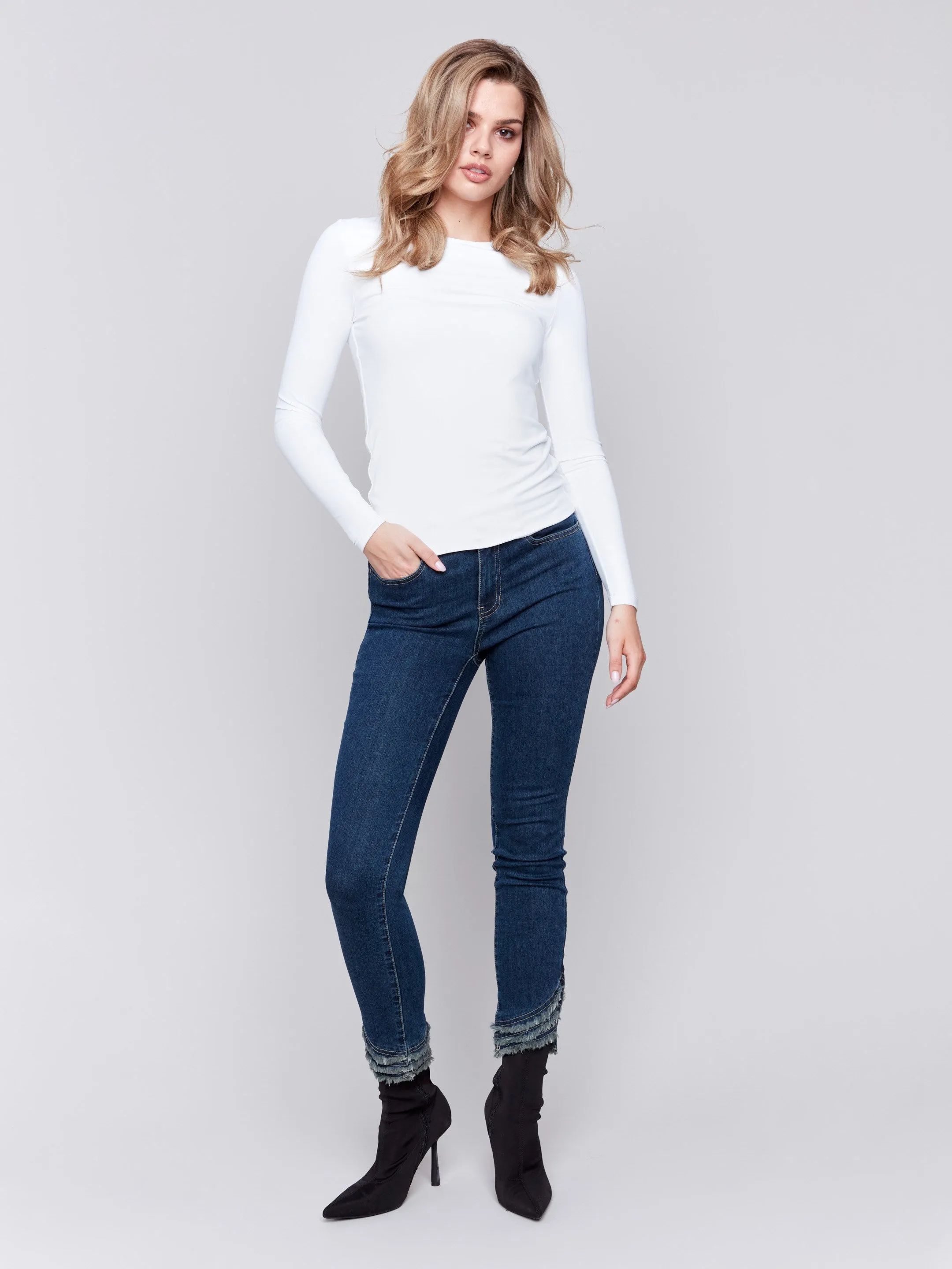 Long Sleeve Super Stretch Top - White