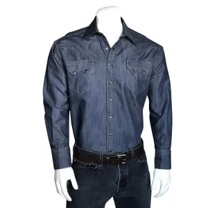 Men's Slim Fit Light Wash Denim Western Shirt