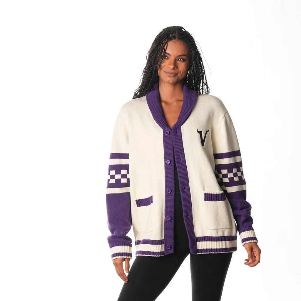 MINNESOTA VIKINGS JACQUARD BUTTON UP SWEATER - CREAM