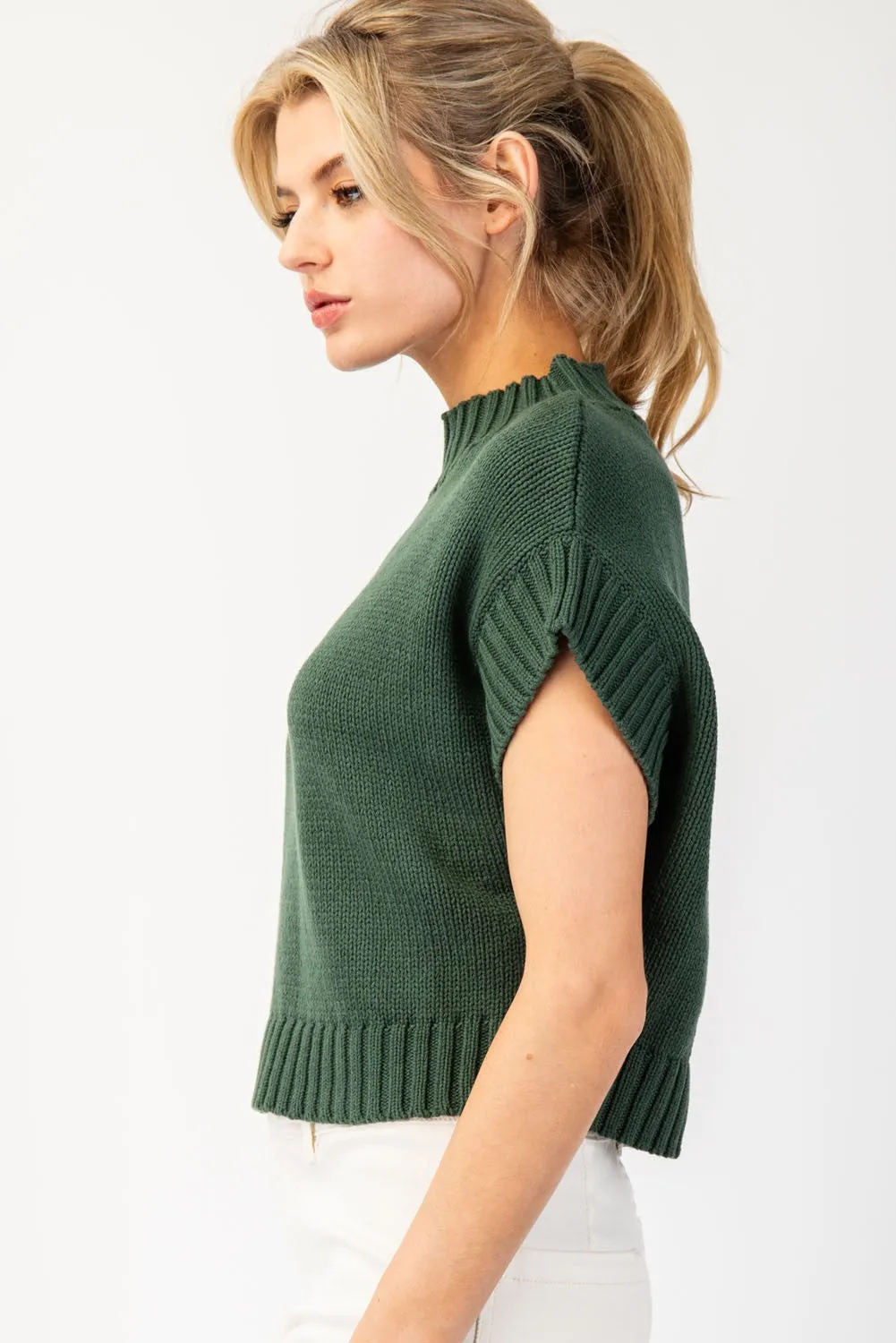 Mock Neck Cropped Sweater