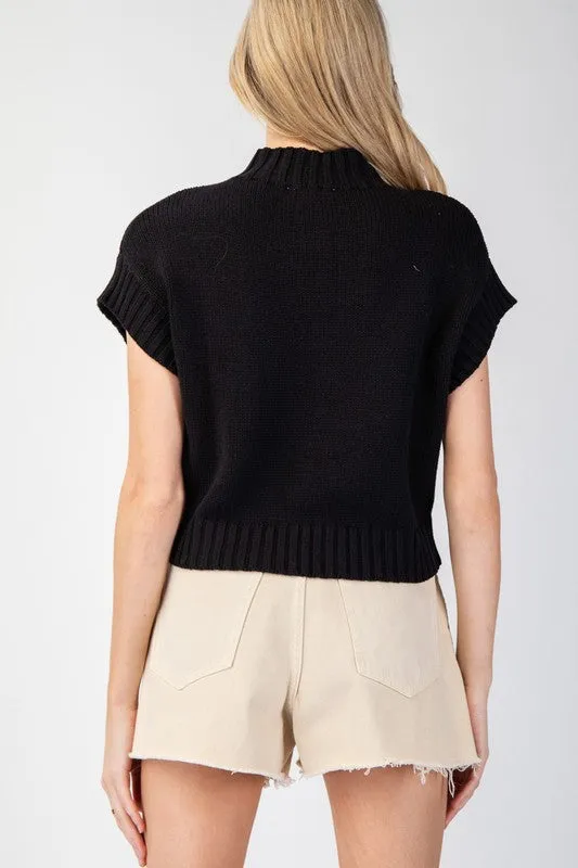 Mock Neck Cropped Sweater