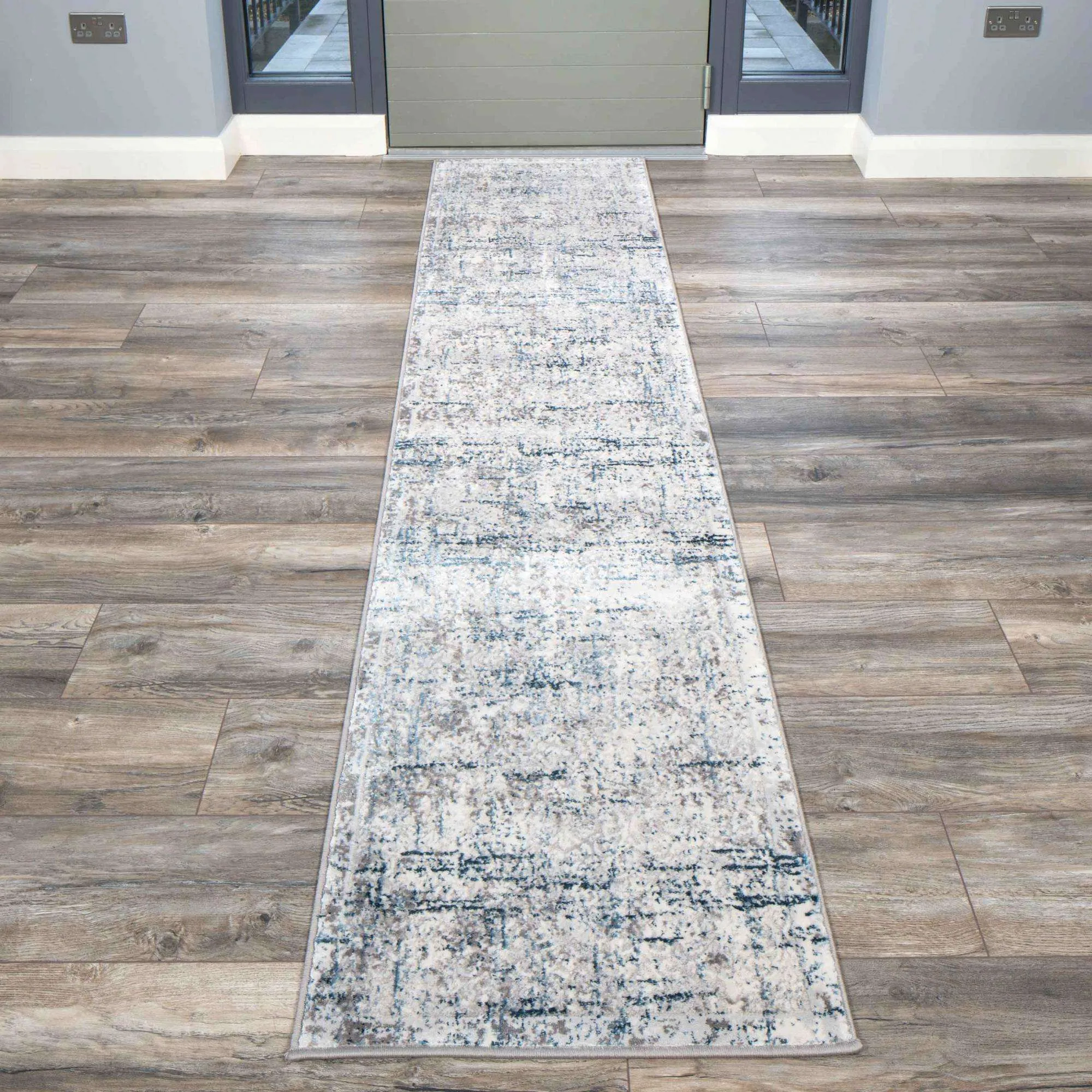 Modern Abstract Distressed Rugs Blue Grey - Tweed