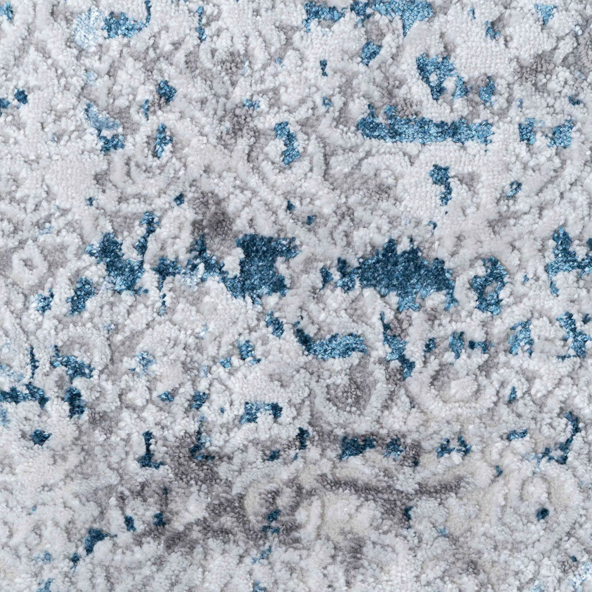 Modern Abstract Distressed Rugs Blue Grey - Tweed