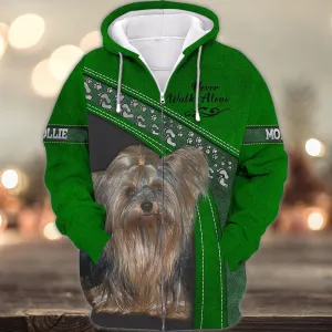 MOLLIE Love Never Walk Alone Love Green 3D Full Print Shirts, Shirt For Dog Lovers, Dog Memorial Gifts for loss of Dog