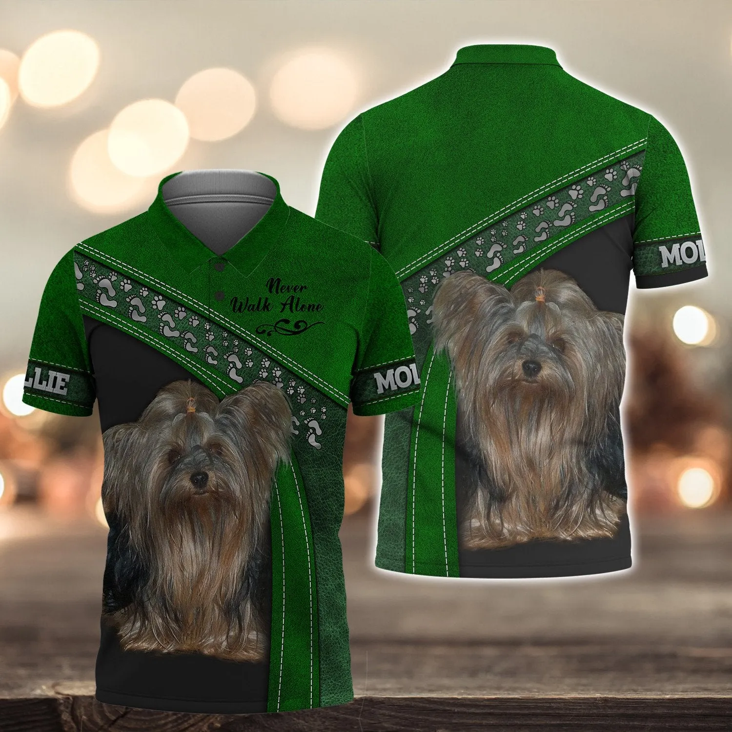 MOLLIE Love Never Walk Alone Love Green 3D Full Print Shirts, Shirt For Dog Lovers, Dog Memorial Gifts for loss of Dog