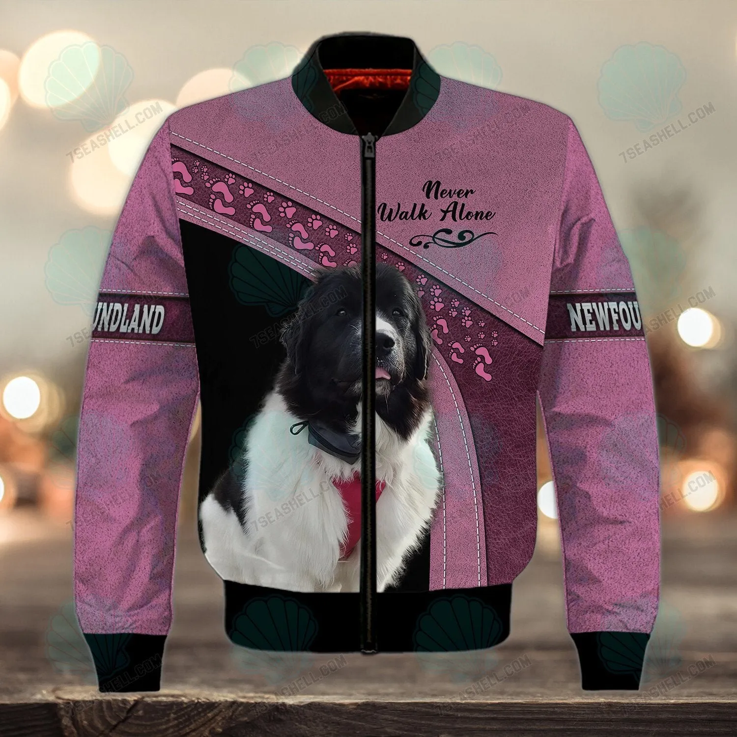 Newfoundland Love Pink Never Walk Alone 3D Full Print Shirts, Christmas Dog Memorial Gifts for loss of Dog