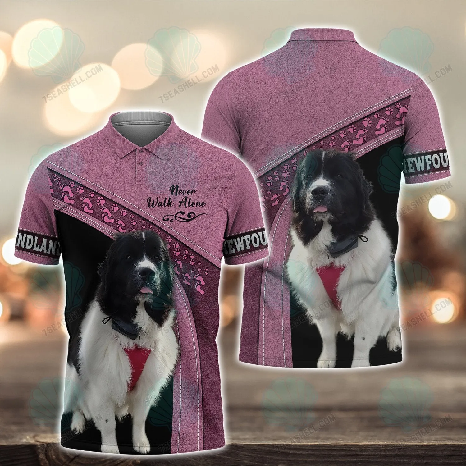 Newfoundland Love Pink Never Walk Alone 3D Full Print Shirts, Christmas Dog Memorial Gifts for loss of Dog