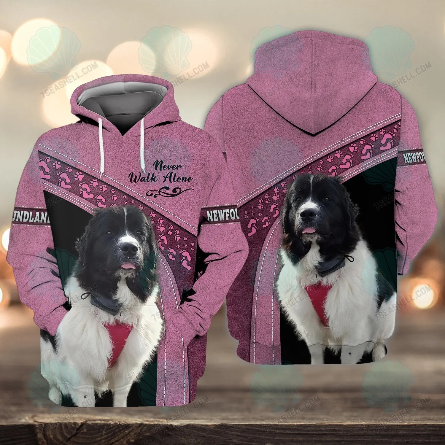 Newfoundland Love Pink Never Walk Alone 3D Full Print Shirts, Christmas Dog Memorial Gifts for loss of Dog