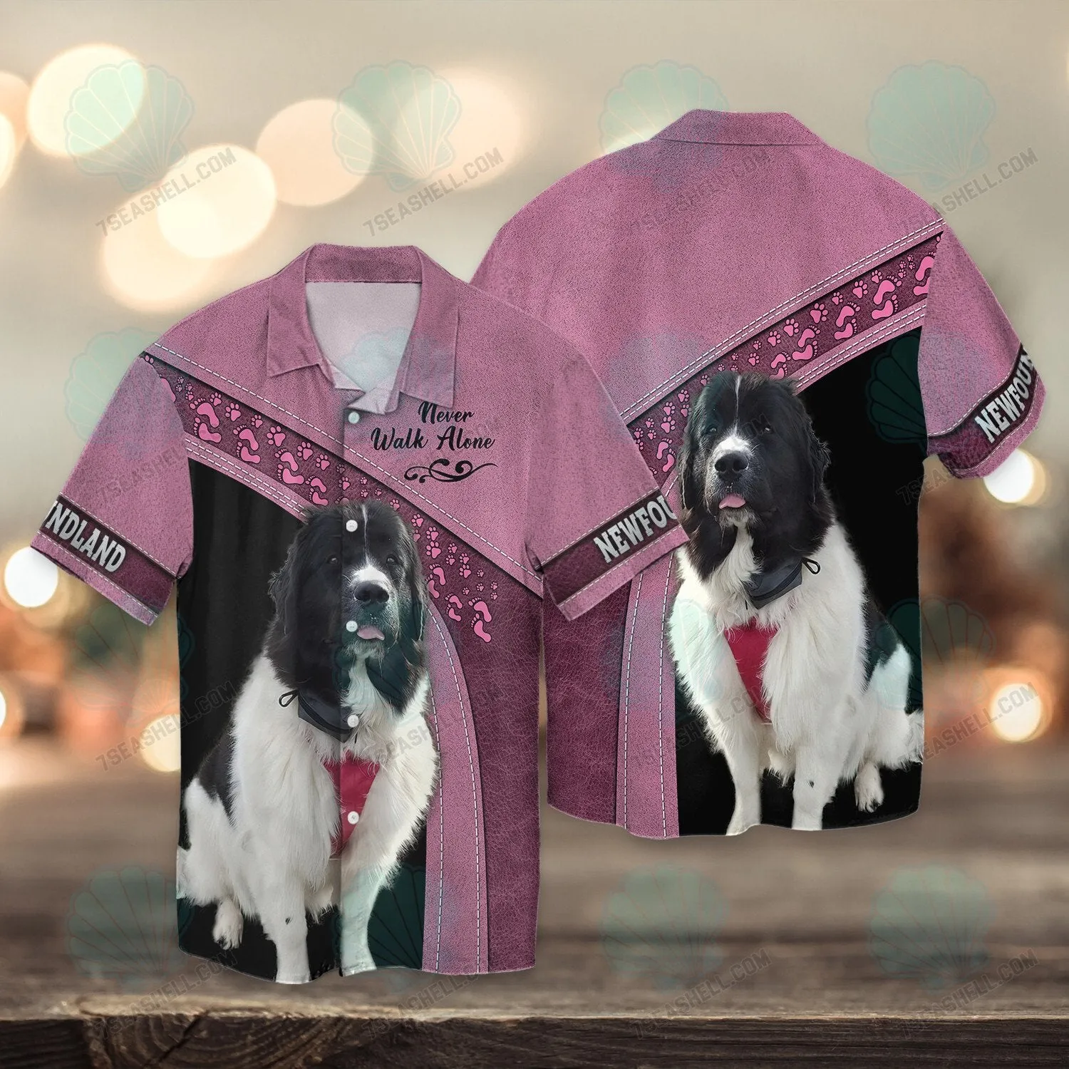 Newfoundland Love Pink Never Walk Alone 3D Full Print Shirts, Christmas Dog Memorial Gifts for loss of Dog