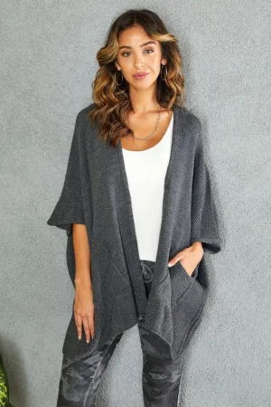 OPEN FRONT LAYERING SWEATER (CHARCOAL)